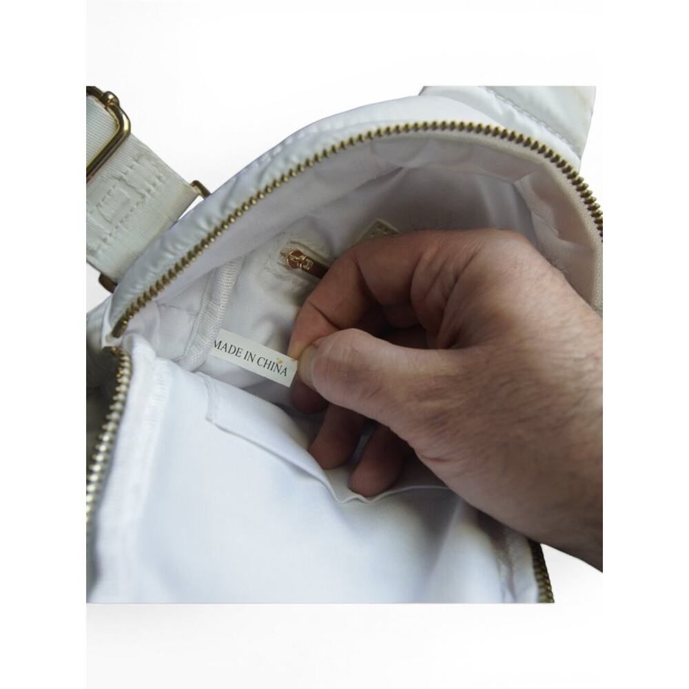 AHDORNED White Quilted Mini Sling Backpack Crossbody Gold HW - Picture 11 of 13